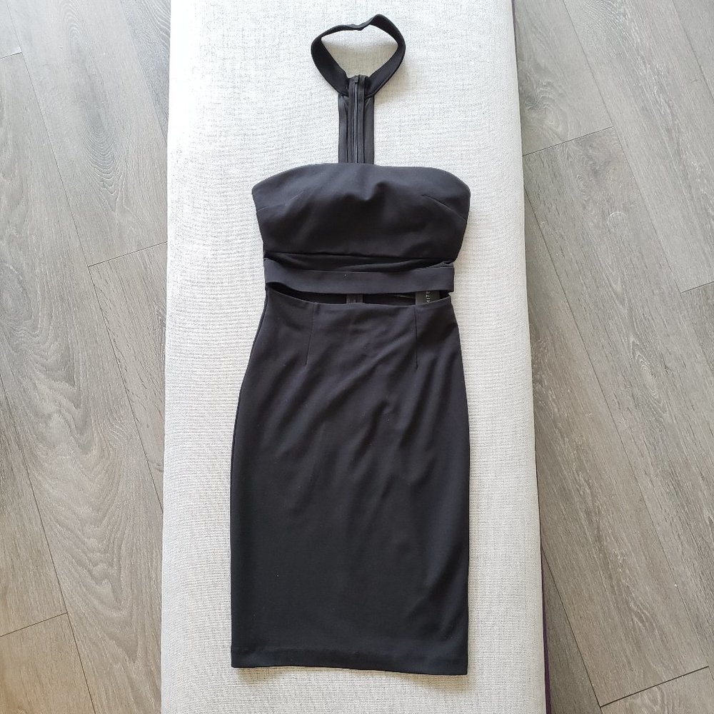 Dynamite black strapless dress with cutout and choker